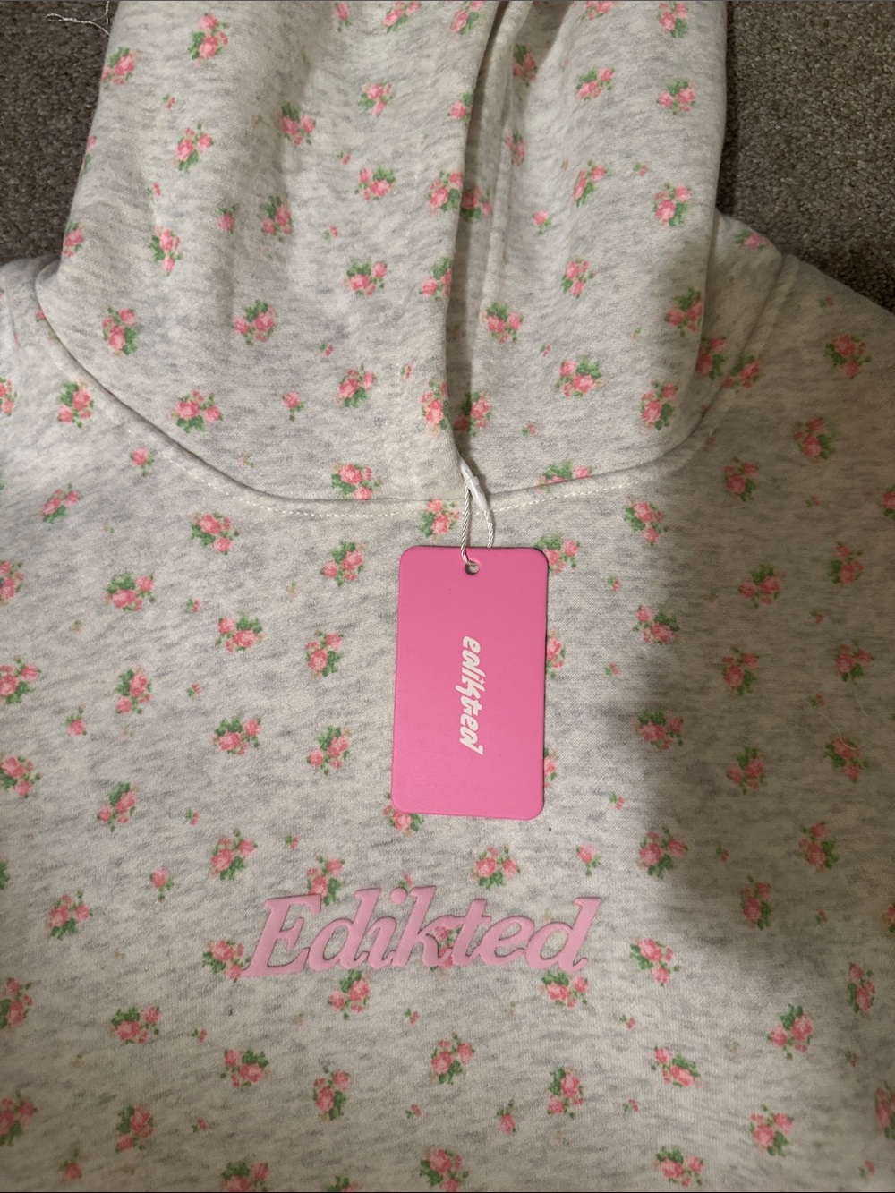 Edikted Hoodie with Pink Floral Print - Picture 2 of 4